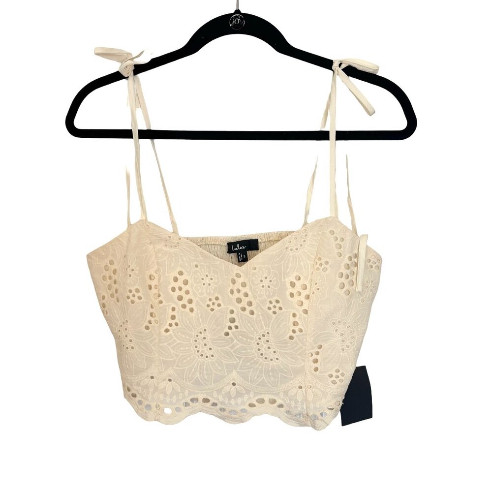 NWT Lulus Kamilla Eyelet Embroidered Skirt and Top Set, Cream, Size Small - Picture 6 of 8